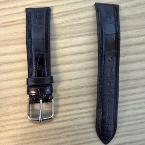 20mm Michele Black Embossed Crocodile Leather Watch Strap